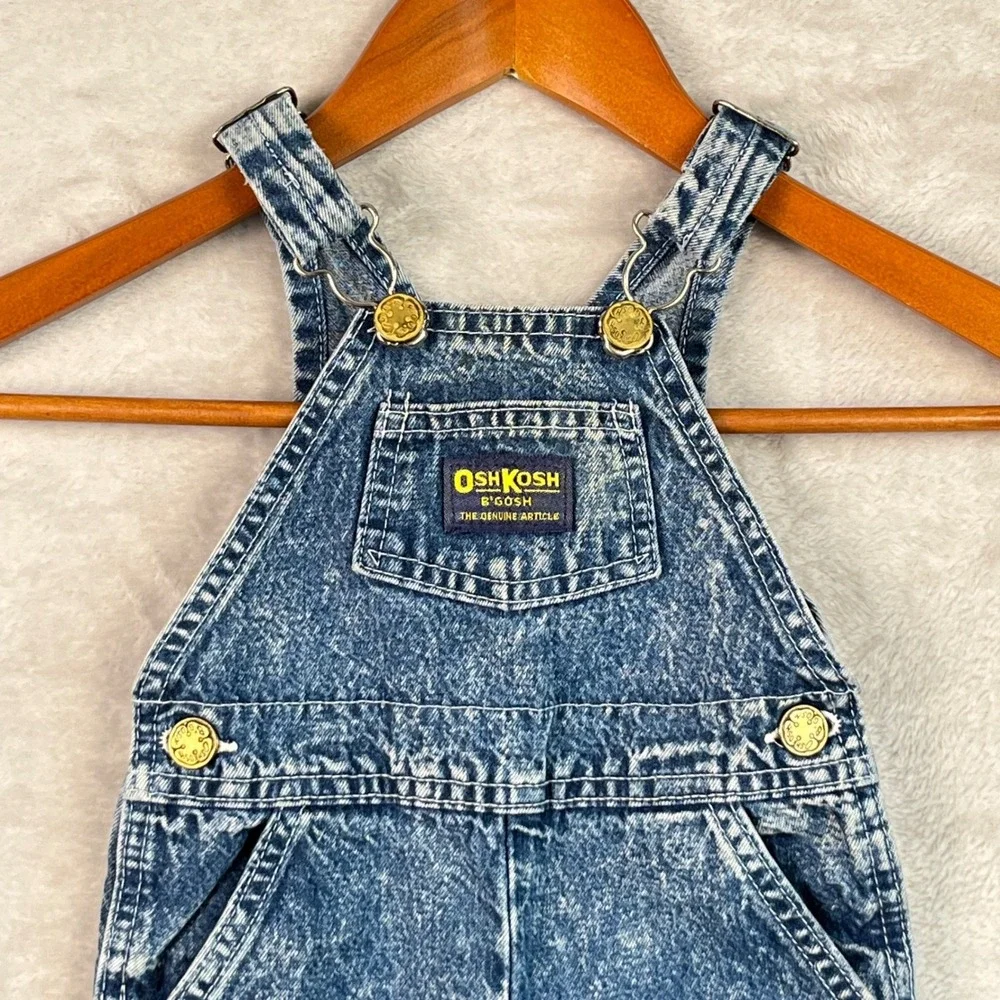 Vintage OshKosh‎ Bgosh Denim Overalls Vestbak Acid Wash 6/9M Cotton 80s 90s Blue